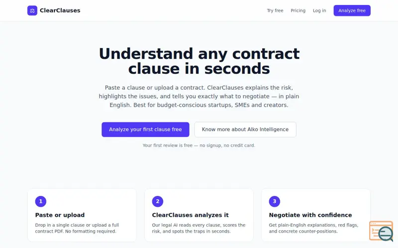 Screenshot of ClearClauses