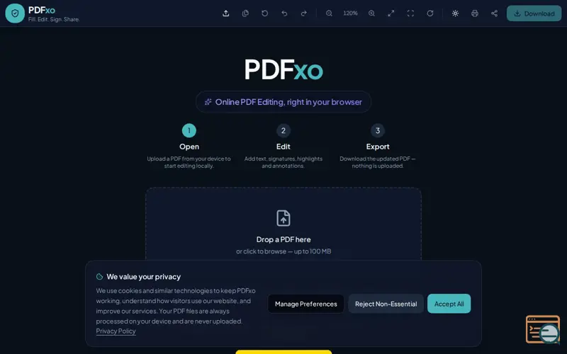 Screenshot of Online — Fill, Sign & Edit PDFs Free