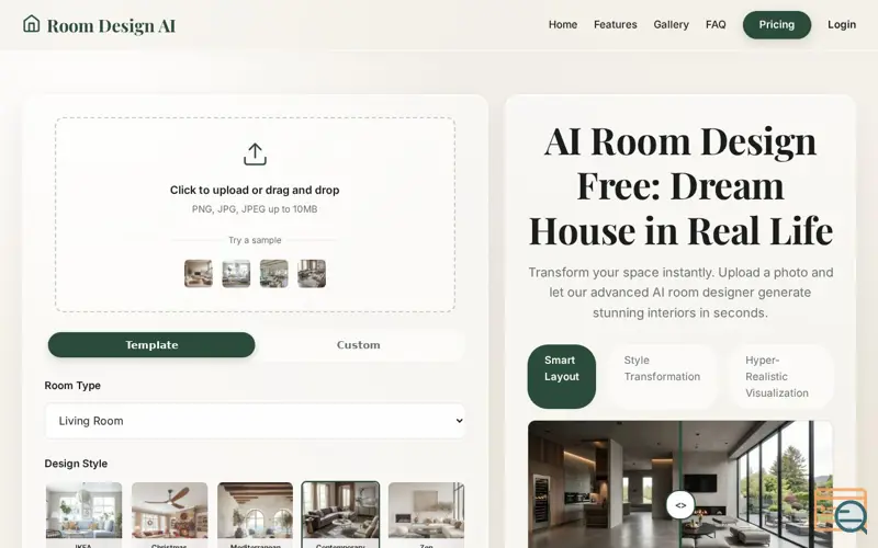 Screenshot of AI Room Design
