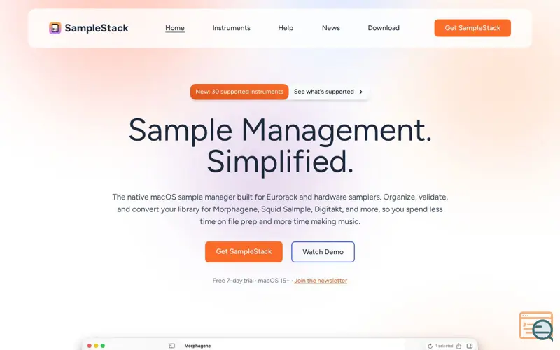 Screenshot of SampleStack