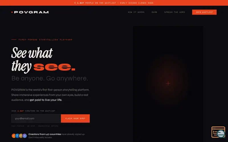 Screenshot of POVGRAM — See What They See