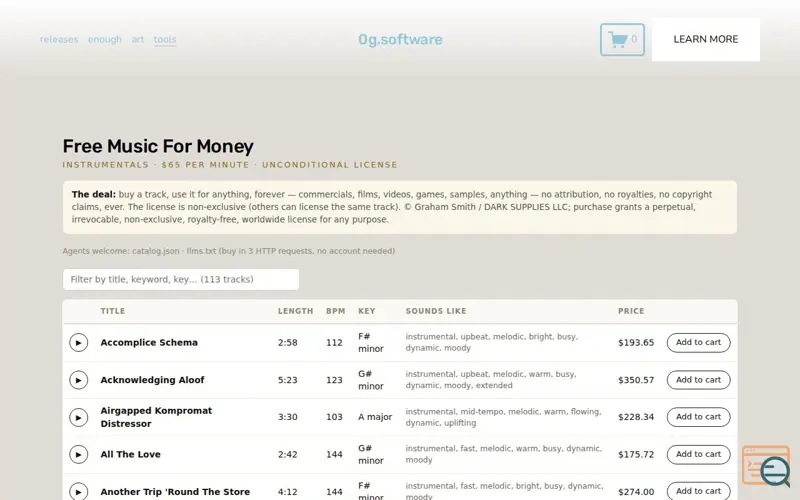 Screenshot of Free Music for Money