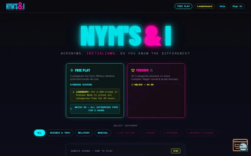 Screenshot of Nym's & I