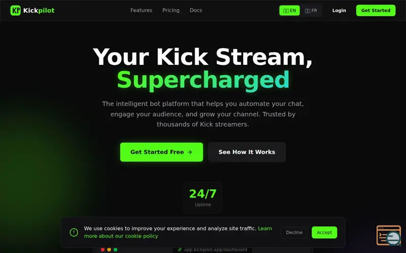 Screenshot of Kickpilot, a launch using Kick