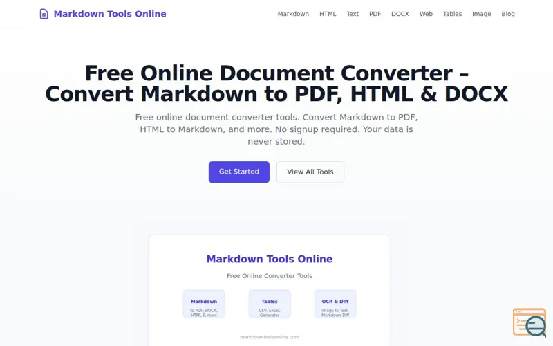 Screenshot of Markdown Tools Online