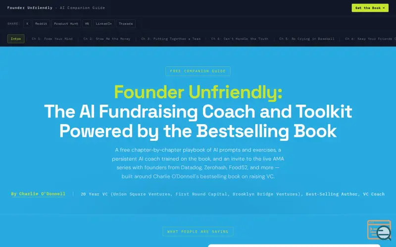 Screenshot of Founder Unfriendly:Book+Startup AI Coach