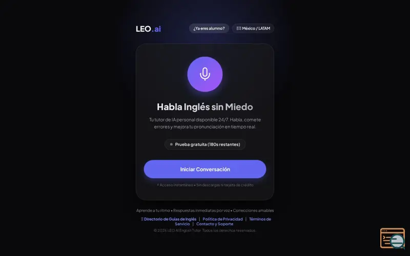Screenshot of LEO.ai English Tutor