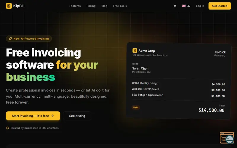Screenshot of KipBill