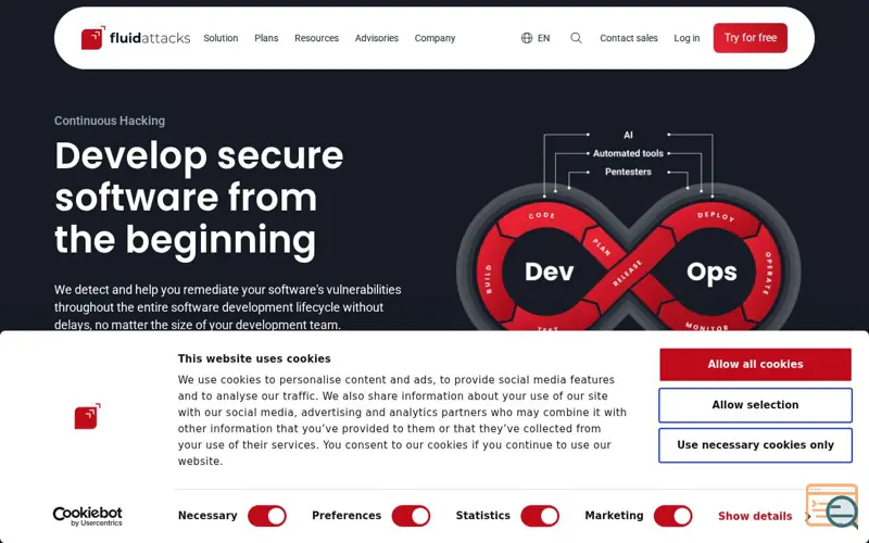 Screenshot of Fluid Attacks' Continuous Hacking, a launch using Zoho Forms