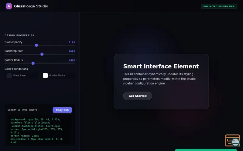Screenshot of GlassForge Studio