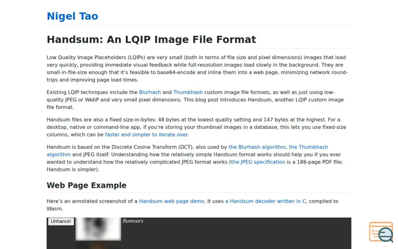 Screenshot of Nigeltao