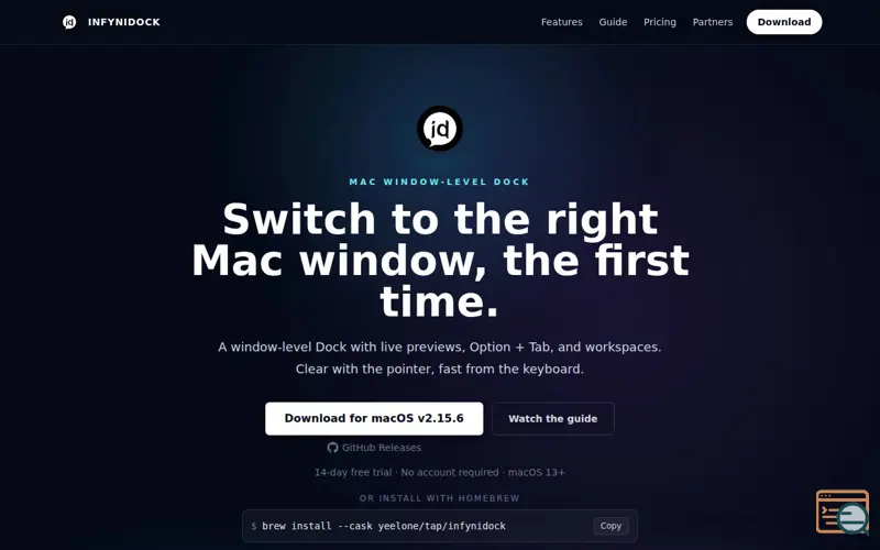 Screenshot of InfyniDock