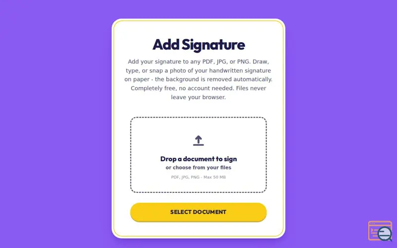 Screenshot of Add Signature