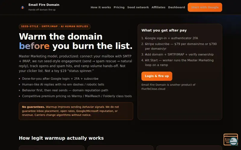 Screenshot of Email Fire Domain