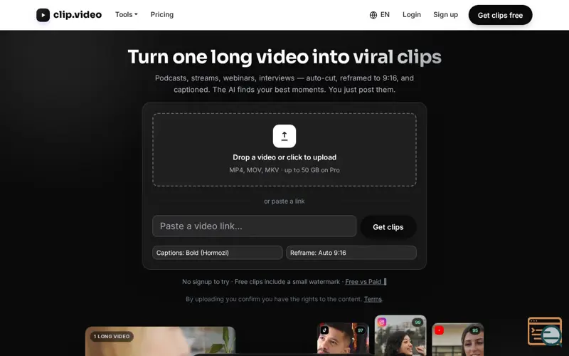 Screenshot of clip.video