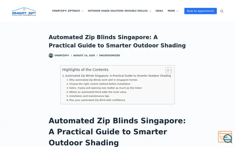 Screenshot of SmartZip  Outdoor Ziptrack Brand in SG, a launch using Ahrefs