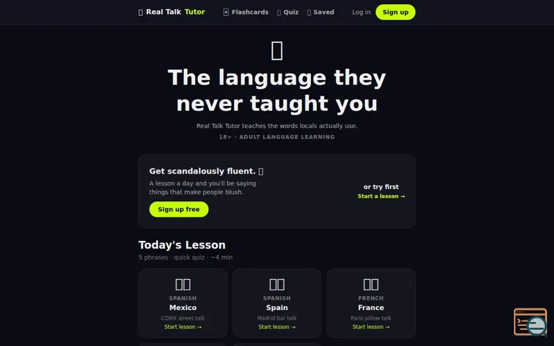 Screenshot of Realtalktutor