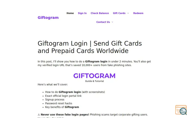 Screenshot of Giftogram