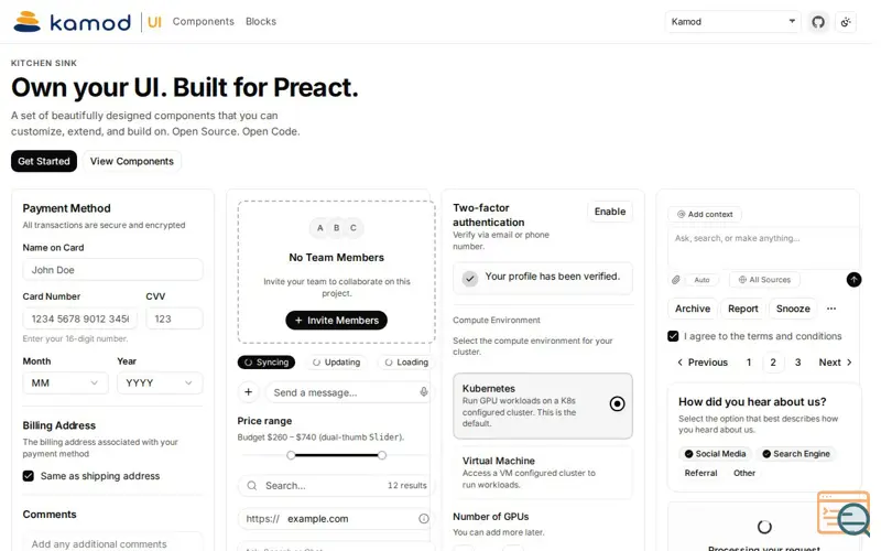 Screenshot of Kamod UI