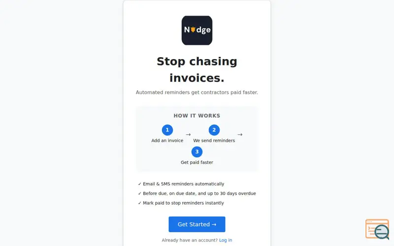 Screenshot of Nudge: Invoice Reminders