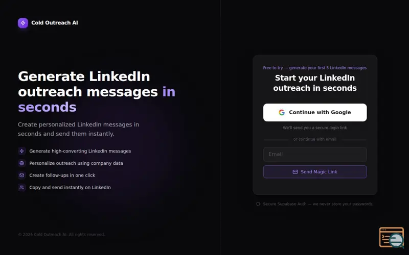Screenshot of Cold Outreach AI
