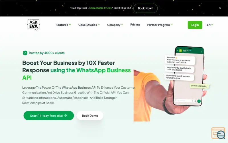 Screenshot of WhatsApp Chabot 