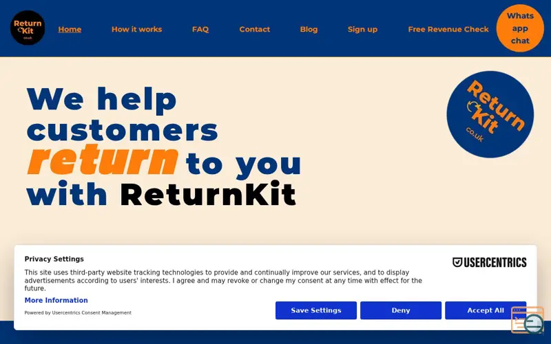 Screenshot of Returnkit