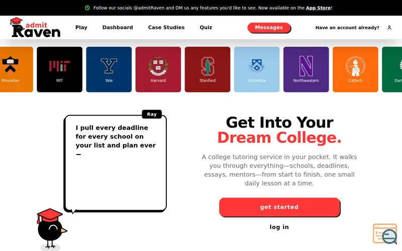 Screenshot of AdmitRaven