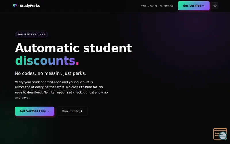 Screenshot of StudyPerks