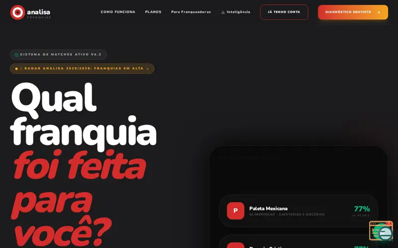 Screenshot of Analisa Franquias