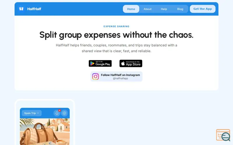 Screenshot of HalfHalf