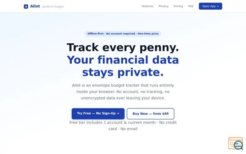 Screenshot of Allot — Personal Budget Tracker.