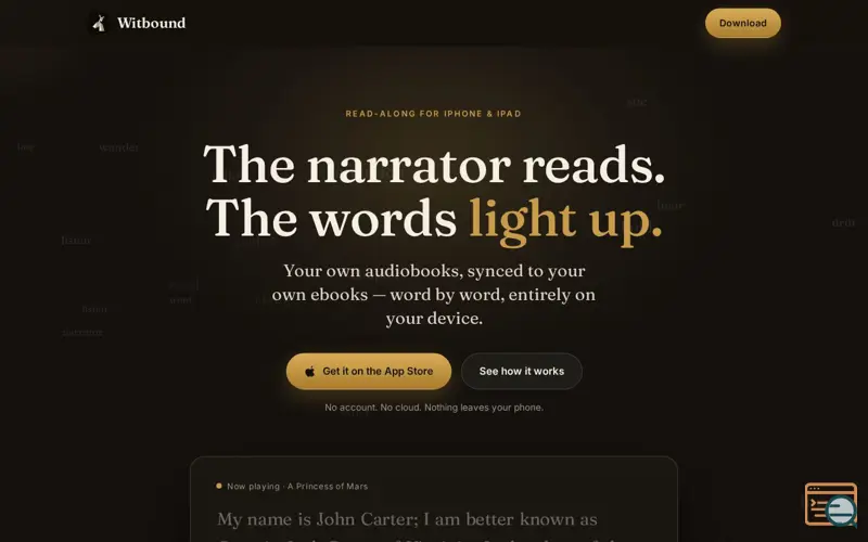 Screenshot of Witbound — read along with the audiobooks you already own