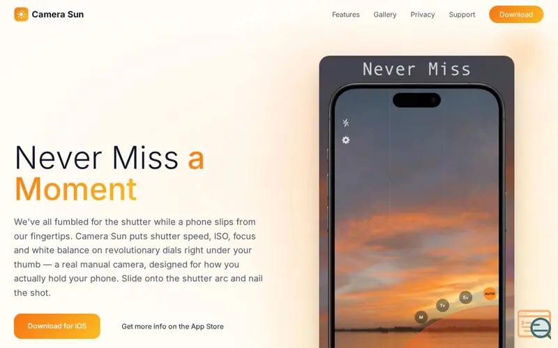 Screenshot of Camera Sun App