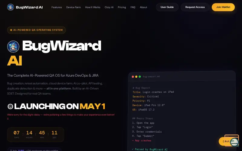 Screenshot of BugWizard AI