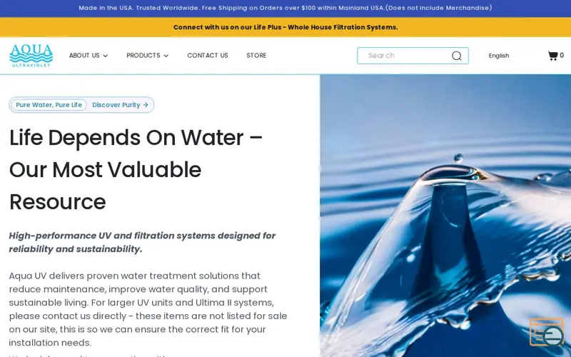 Screenshot of UV Water Sterilizers | Aqua Ultraviolet, a launch using Google reCAPTCHA