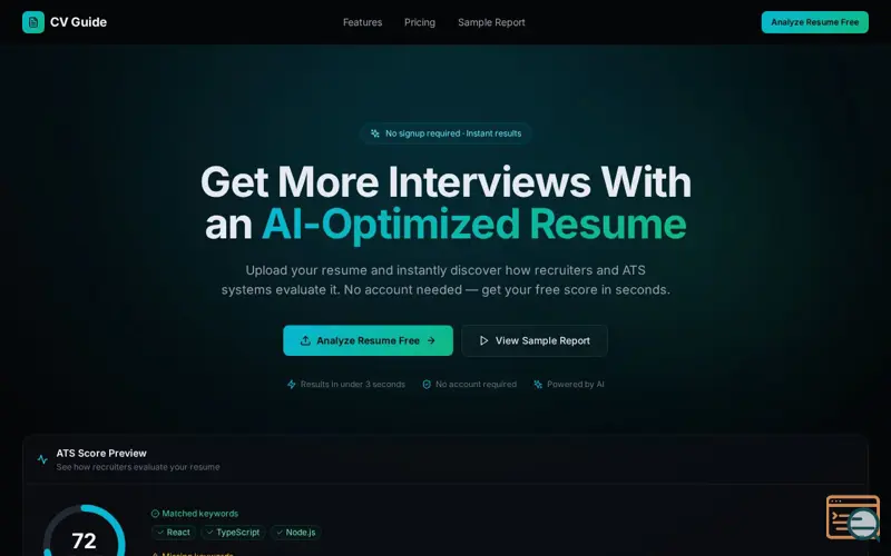 Screenshot of CV Guide