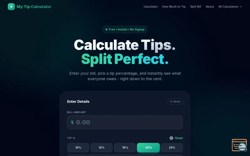 Screenshot of I made a simple tip calculator