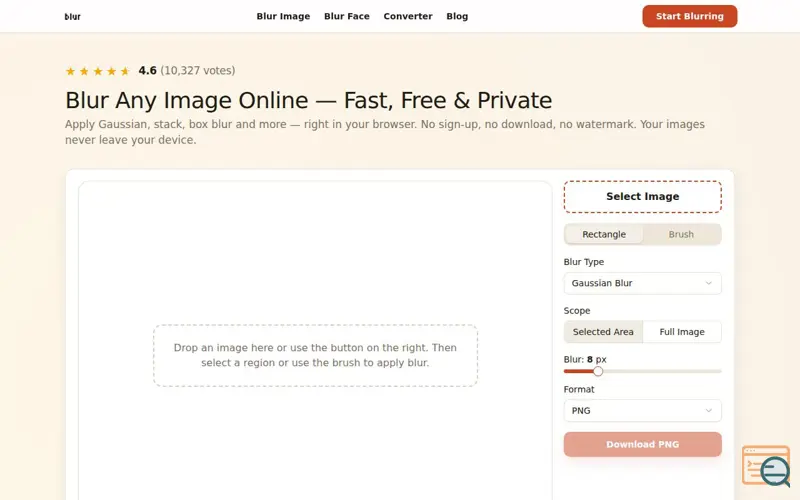 Screenshot of Blur Image Online