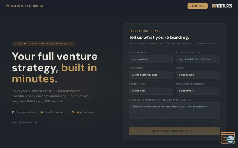 Screenshot of Venture Factory AI
