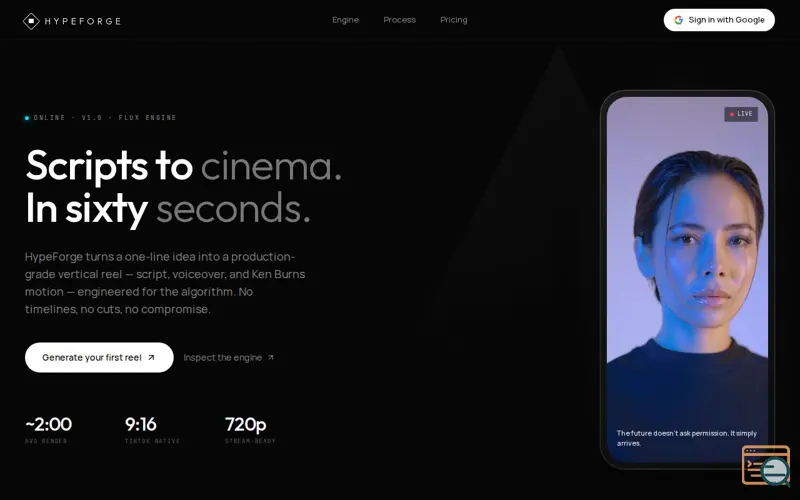 Screenshot of Hypeforge — Turn ideas into viral videos