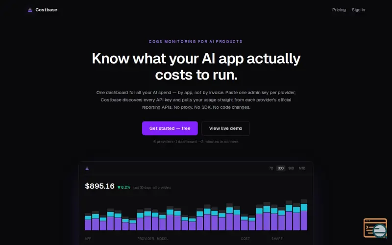Screenshot of Costbase