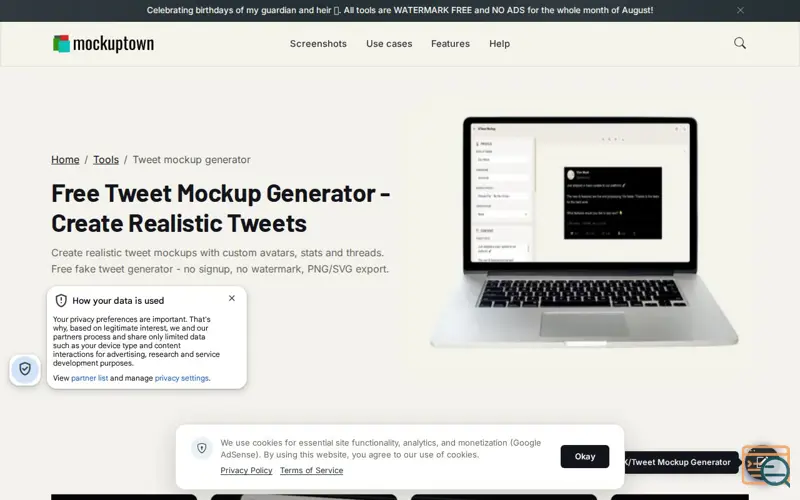 Screenshot of Tweet Mockup Generator by MockupTown