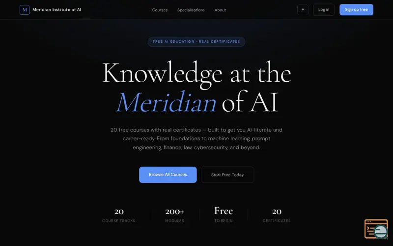 Screenshot of Meridian Institute of AI
