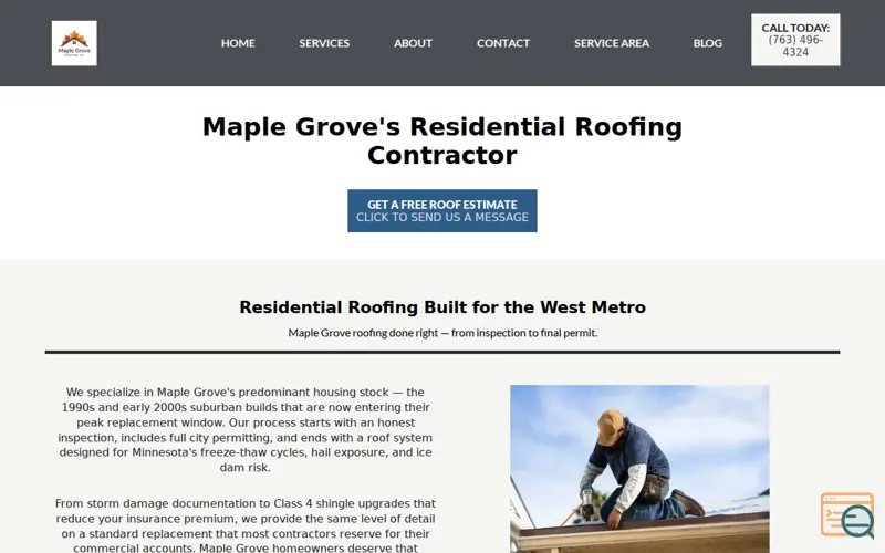 Screenshot of Roofing Co