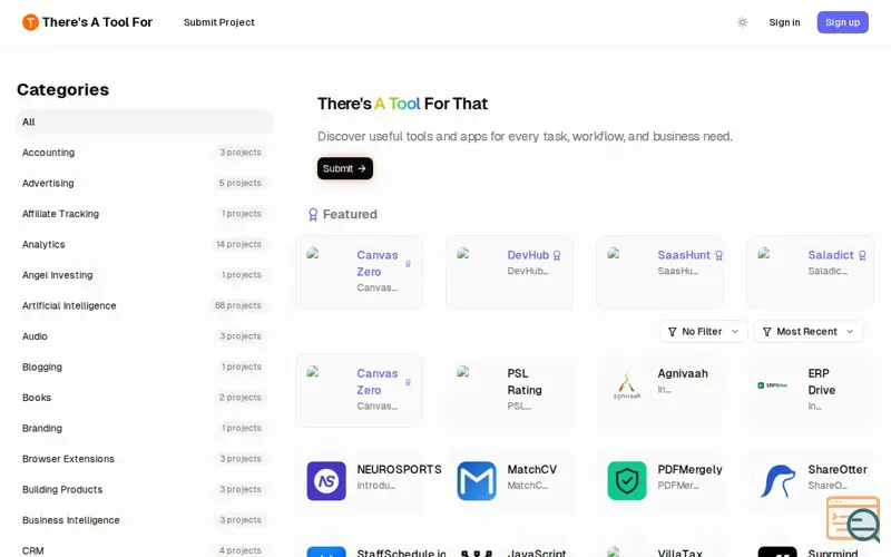 Screenshot of There's A Tool For