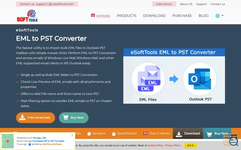 Screenshot of Free EML to PST Converter to Import