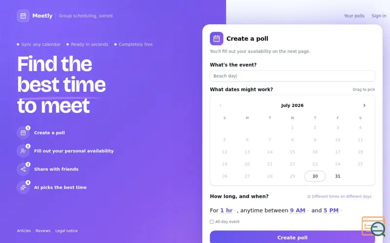 Screenshot of Meetly