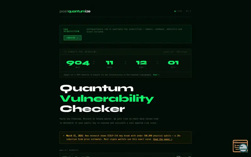 Screenshot of postquantumize.com