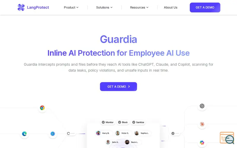 Screenshot of LangProtect Guardia